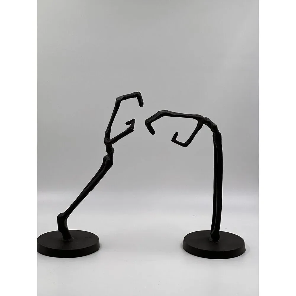 RARE NEW S/2 Pottery Barn Bronze Skeleton Lantern Hand Hooks Halloween
